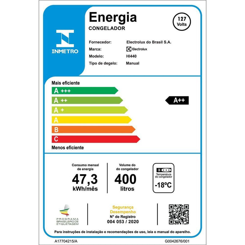 Freezer Horizontal Electrolux Cycle Defrost 400L