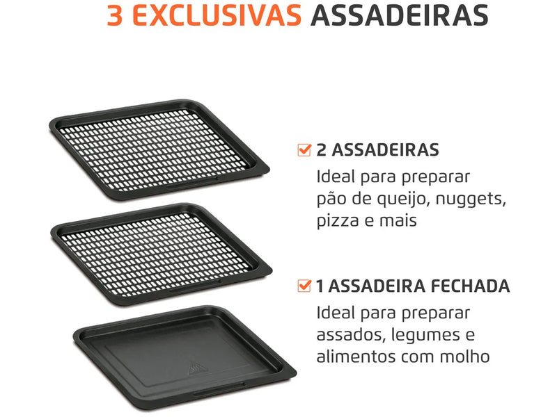 Fritadeira Elétrica sem Óleo/Air Fryer Mondial Forno Oven -12L-BI Preta 12L