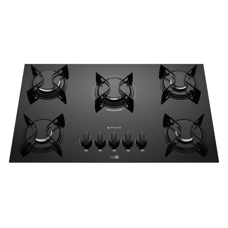 Fogão Cooktop 5 Bocas Preto Com Mesa Vidro Atlas Agile Up Bivolt