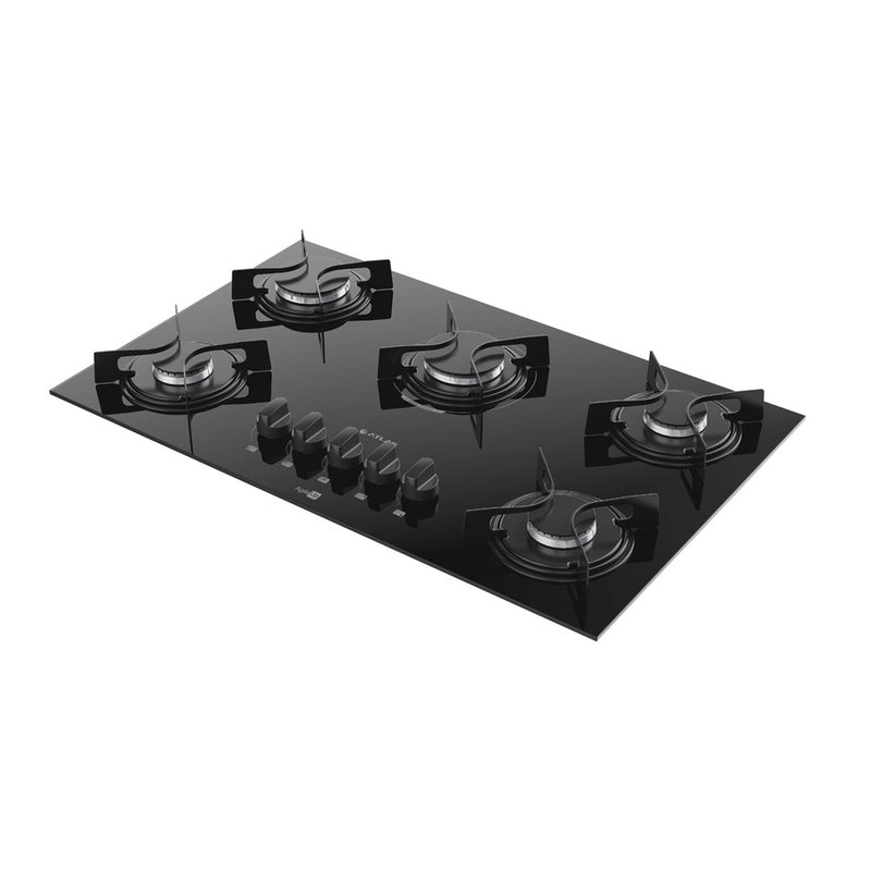 Fogão Cooktop 5 Bocas Preto Com Mesa Vidro Atlas Agile Up Bivolt