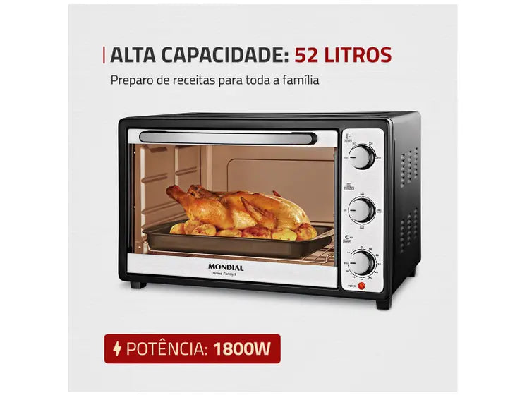 Forno Elétrico de Bancada Mondial com Timer - 52L Grand Family II