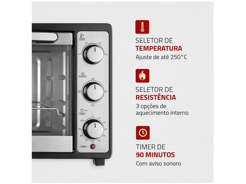 Forno Elétrico de Bancada Mondial com Timer - 52L Grand Family II