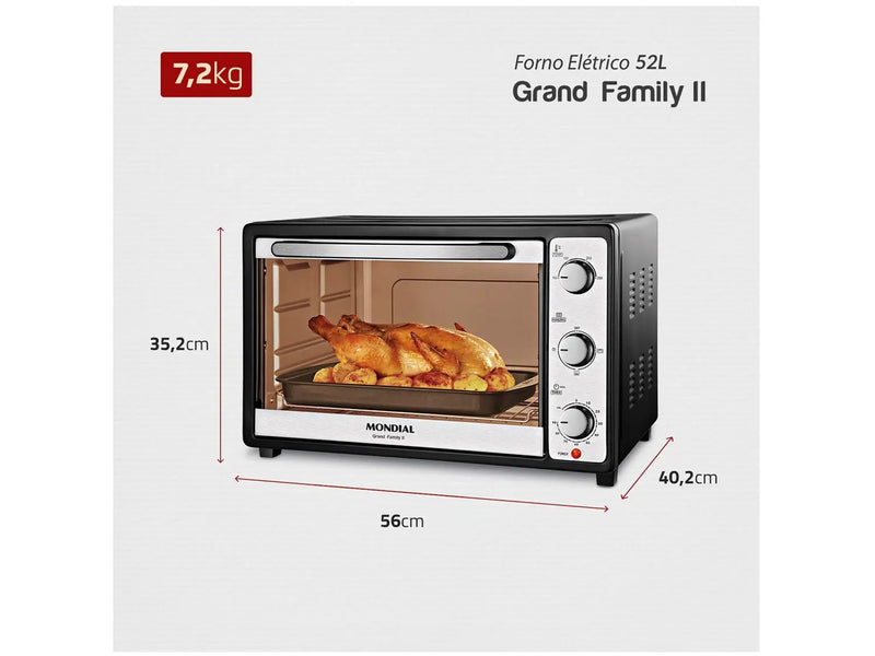 Forno Elétrico de Bancada Mondial com Timer - 52L Grand Family II