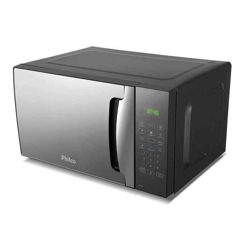 Microondas Philco 28 L Preto Com Porta Espelhada 1400w