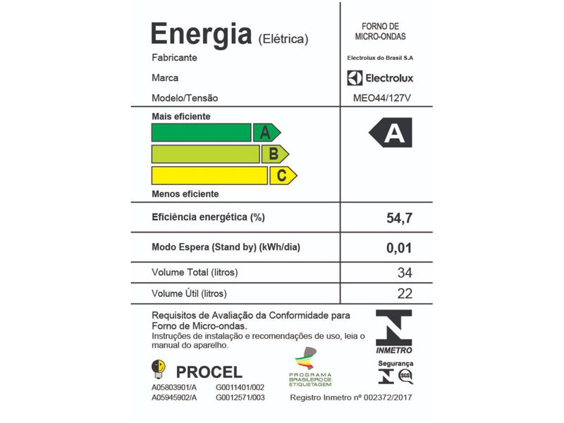 Micro-ondas Electrolux 34L Branco